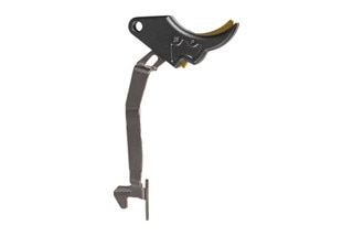 Overwatch Precision M&P FALX Trigger Gun in Gray/Gold features a flat face design for a self-correcting rearward press.